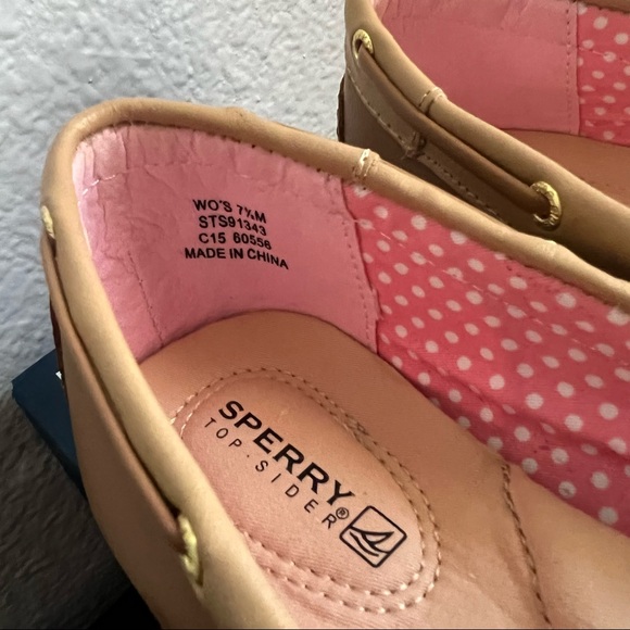 Sperry Top-Sider Cognac & Sand Jordan Leather Boat Shoes, Size 7.5 M - Picture 9 of 9